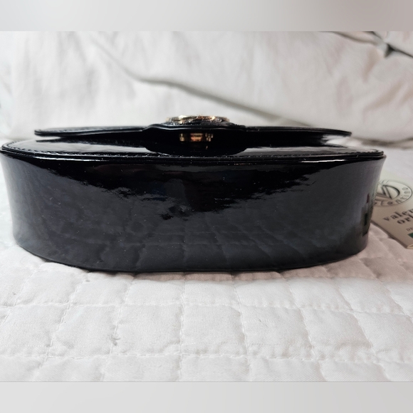 Valentino Orlandi Black Patent Leather Handbag with Gold Chain Accents NWT - Picture 4 of 10